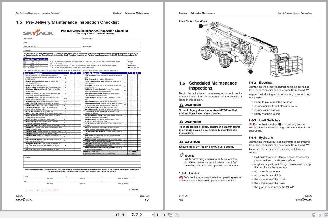 Skyjack Articulating Booms SJ85AJ Service Manual 210341AK 2023 (2)