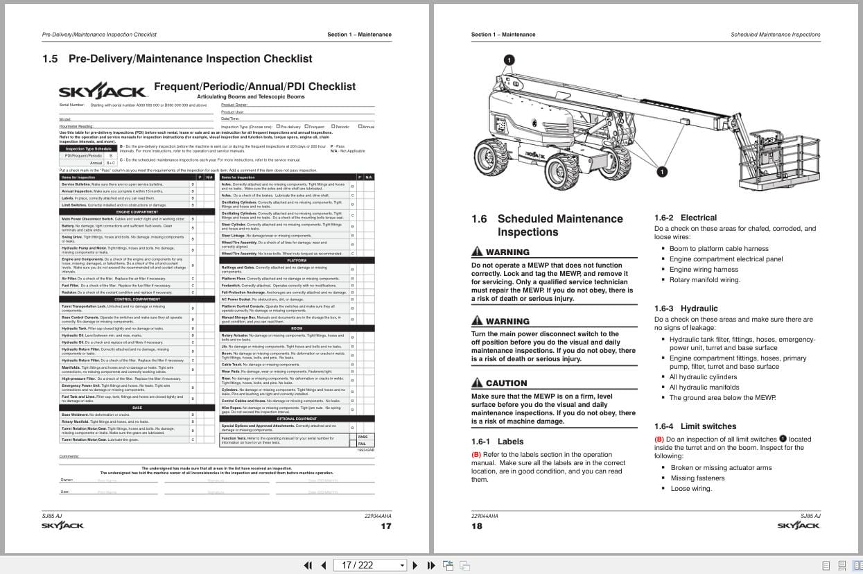 Skyjack Articulating Booms SJ85AJ Service Manual 229044AHA 2023 (2)