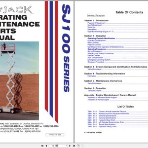 Skyjack DC Electric Scissors SJ100 Series Operating Maintenance Parts Manual 104280 AA 2002 (1)