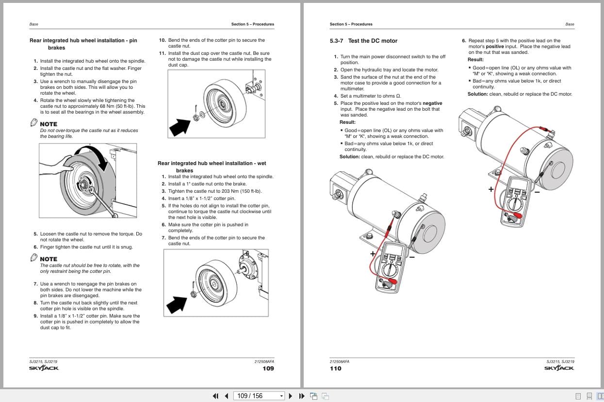 Skyjack DC Electric Scissors SJ3215 SJ3219 Service Manual 212508AFA 2023 (2)