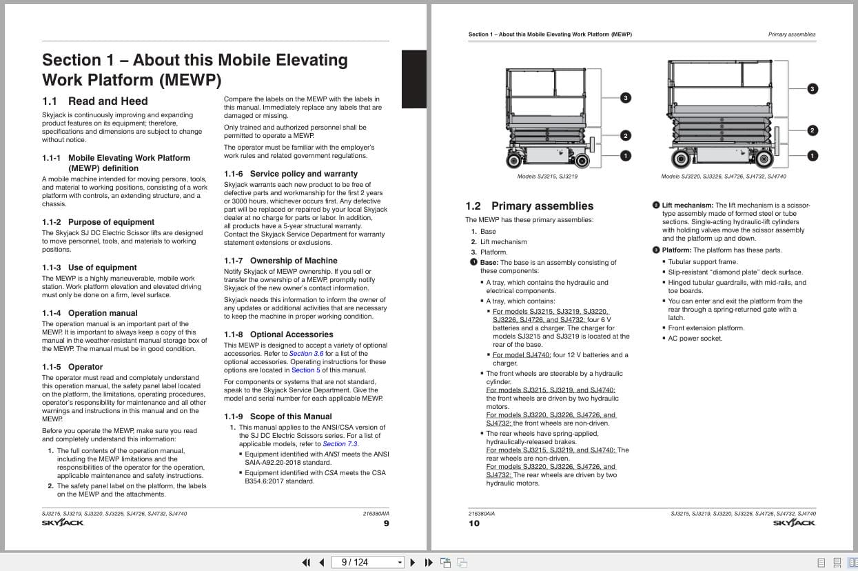 Skyjack DC Electric Scissors SJ3215 to SJ4740 Operating Manual 216380AIA 2023 (2)