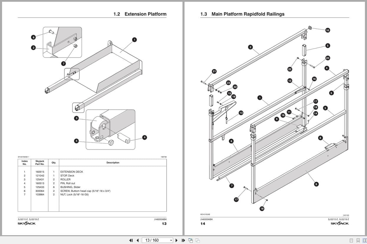 Skyjack DC Electric Scissors SJ3215E SJ3219E Parts Manual 248000ABA 2023 (2)