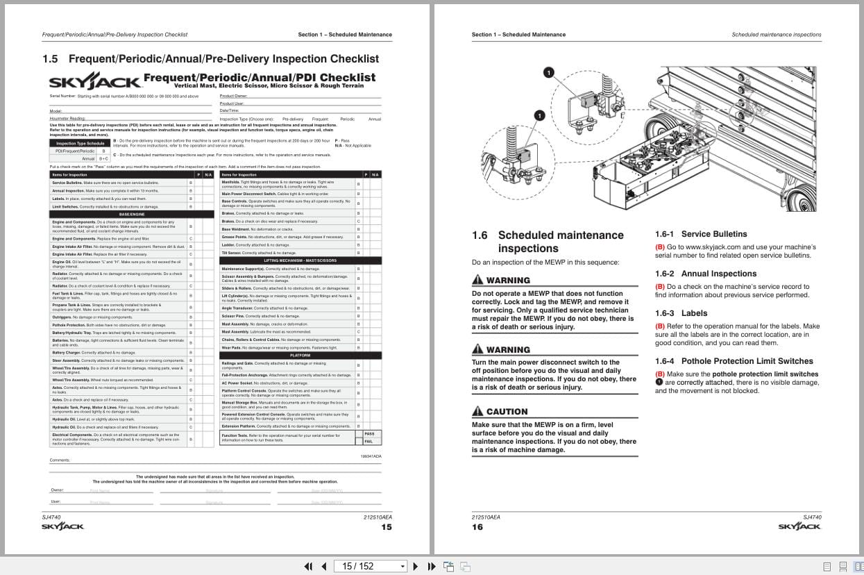 Skyjack DC Electric Scissors SJ4740 Service Manual 212510AEA 2023 (4)