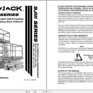 Skyjack DC Electric Scissors SJIII Series 3015 to 6832 Operating Manual 117105 (1)