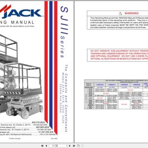 Skyjack DC Electric Scissors SJIII Series 3215 to 3226m Operating Manual 122908AD A 2002 (1)