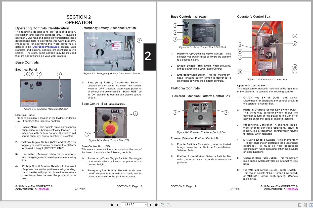 Skyjack DC Electric Scissors SJIII Series 3215 to 3226m Operating Manual 122908AD A 2002 (3)