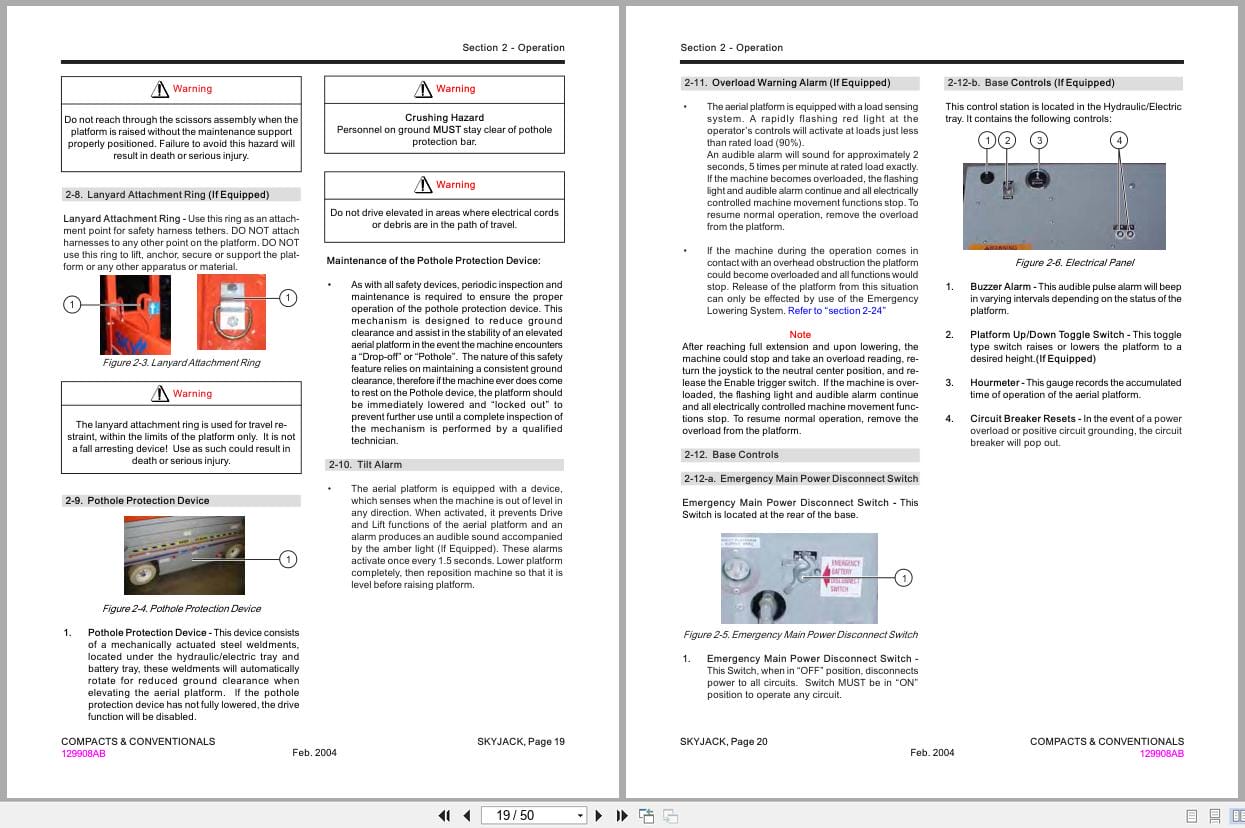 Skyjack DC Electric Scissors SJIII Series 32xx to 68xx Operating Manual 129908AB A 2004 (2)