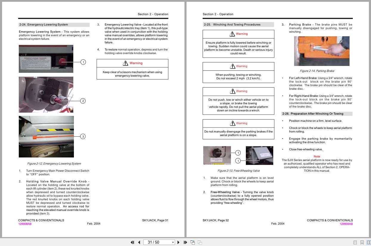 Skyjack DC Electric Scissors SJIII Series 32xx to 68xx Operating Manual 129908AB A 2004 (3)