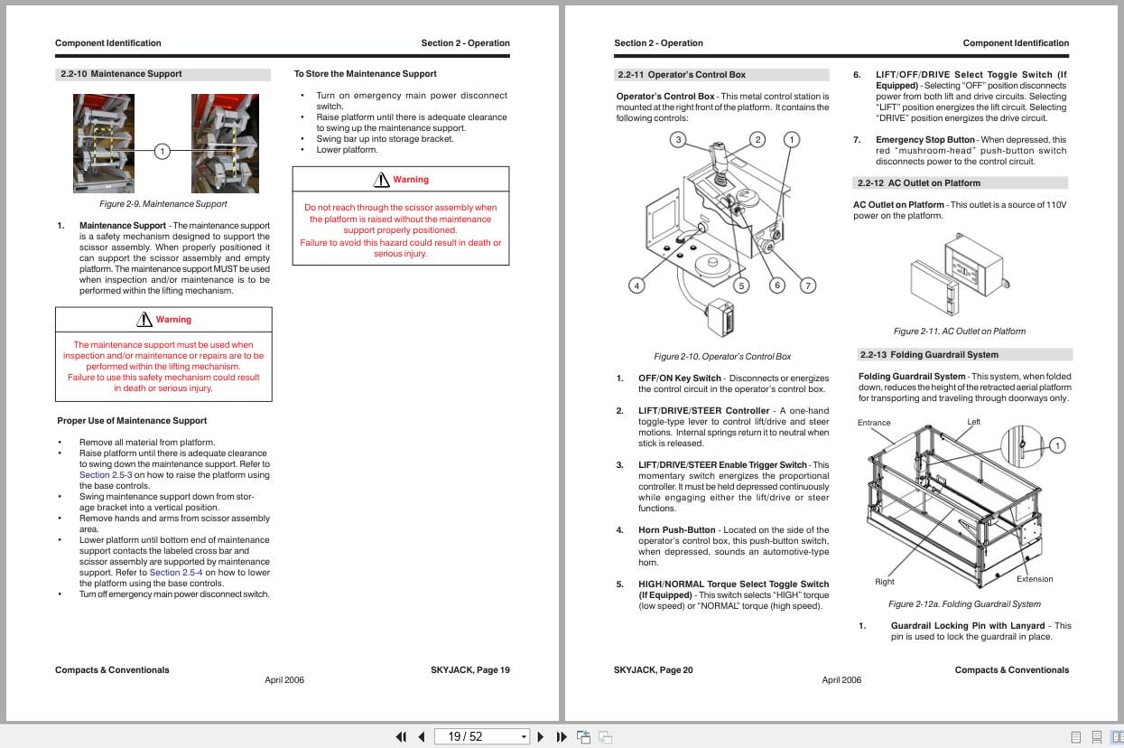 Skyjack DC Electric Scissors SJIII Series 32xx to 68xx Operating Manual 129918AF A 2006 (3)