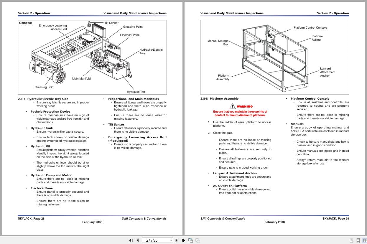 Skyjack DC Electric Scissors SJIII Series 32xx to 68xx Operating Manual 143857AD A 2008 (2)