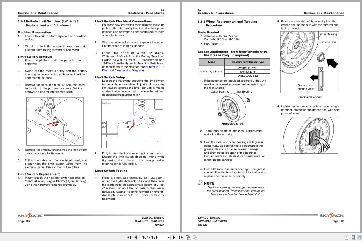 Skyjack DC Electric Scissors SJIII3215 SJIII3219 Service Manual 157927AP 2023 (2)