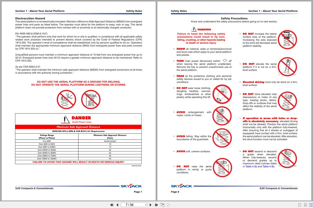 Skyjack DC Electric Scissors SJIII3215 to SJIII4632 Operating Manual 157924AF A 2014 (2)