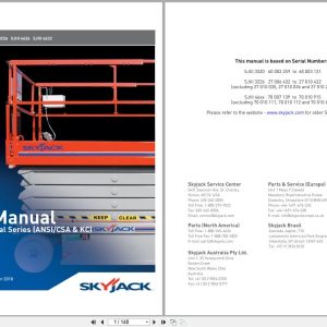 Skyjack DC Electric Scissors SJIII3220 to SJIII4632 Parts Manual 155181AF 2018 (1)
