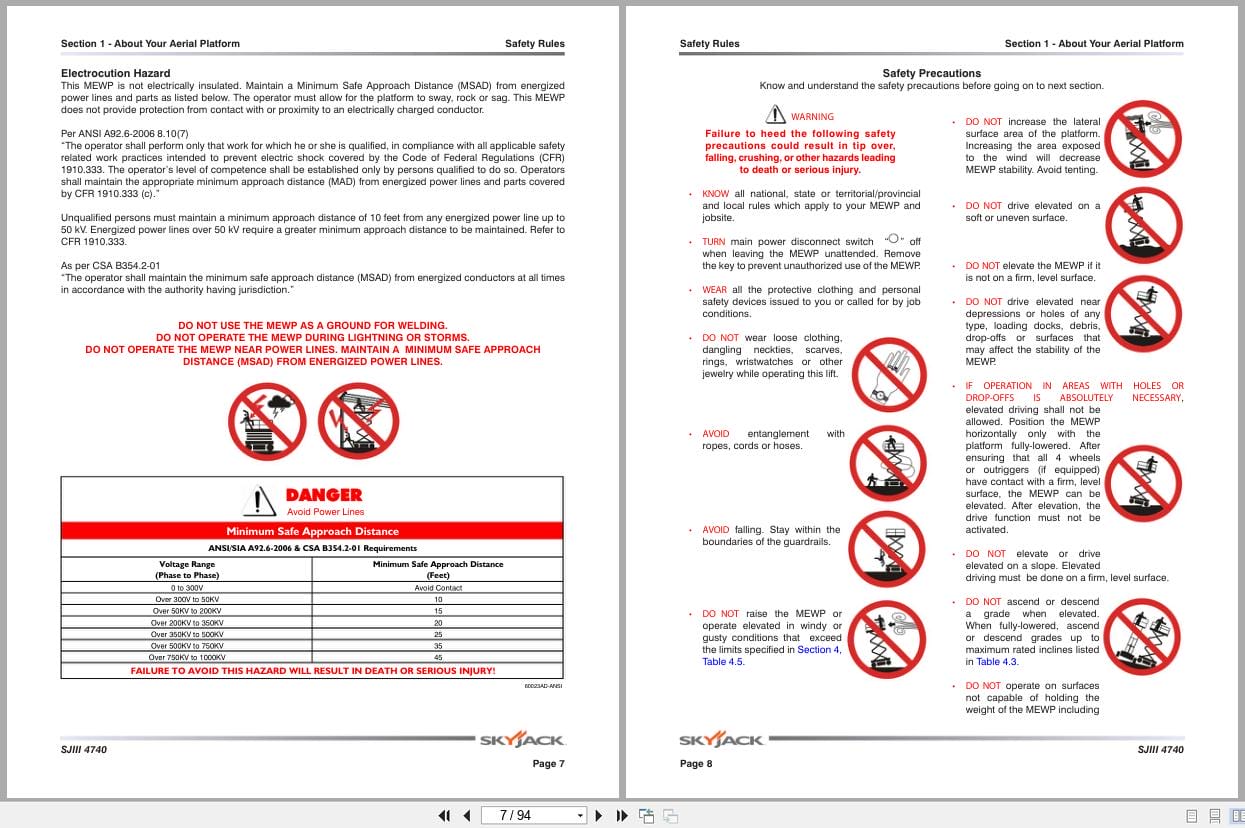 Skyjack DC Electric Scissors SJIII4740 Operating Manual 198735AHA 2022 (2)