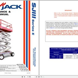 Skyjack DC Electric Scissors SJIII6826E SJIII6832E Maintenance Parts Manual 118937AM 2007 (1)