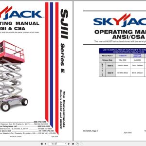Skyjack DC Electric Scissors SJIII6826E SJIII6832E Operating Manual 129924AB 2006 (1)