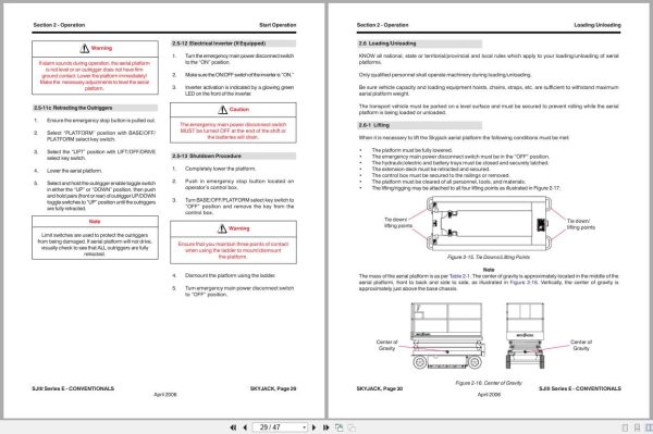 Skyjack DC Electric Scissors SJIII6826E SJIII6832E Operating Manual 129924AB 2006 (3)