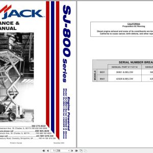 Skyjack Rough Terrain Scissors SJ 8831RT SJ 8841RT Maintenance Parts Manual 118938AK 2022 (1)