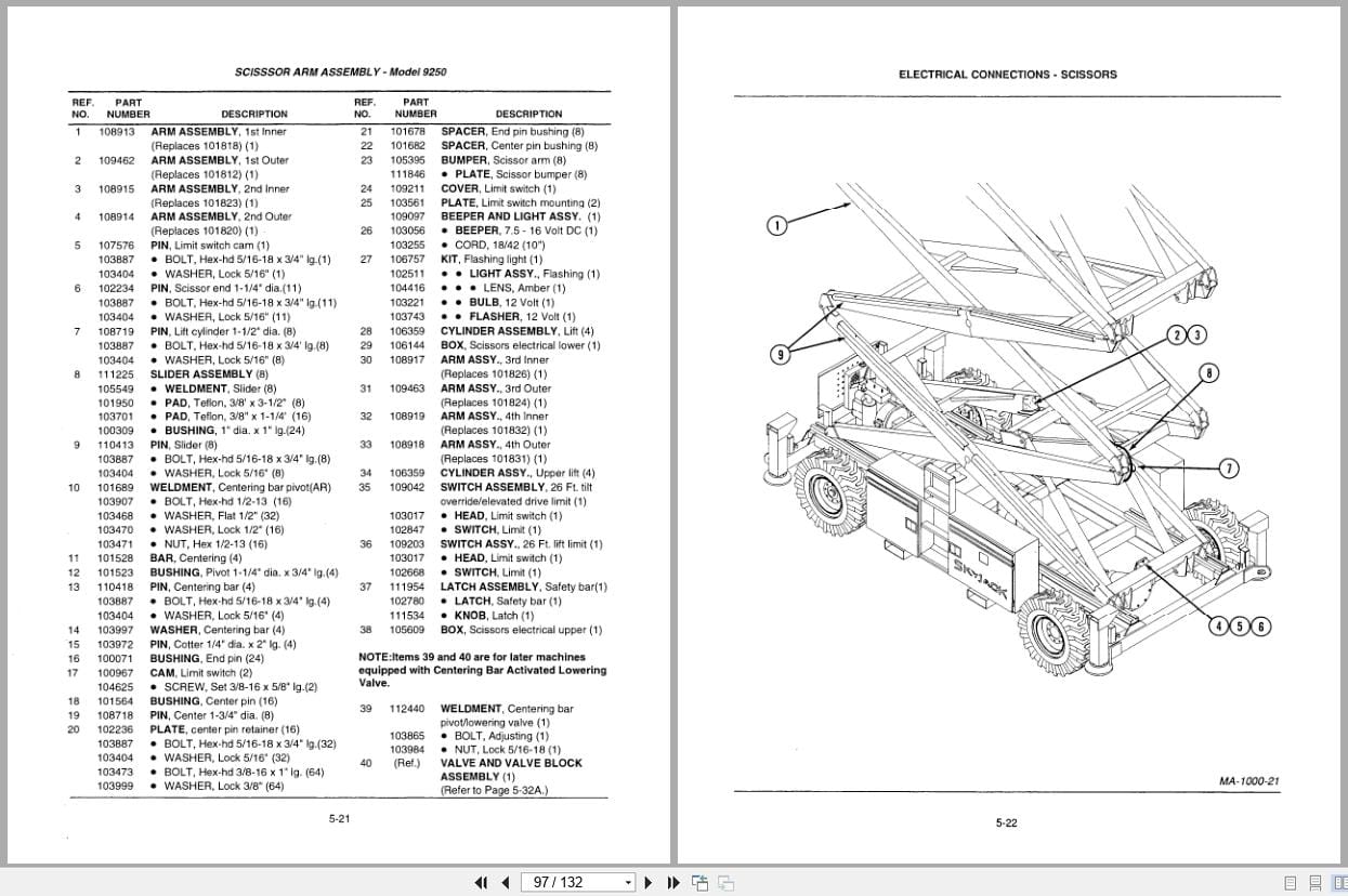 Skyjack Rough Terrain Scissors SJ1000 Series Operating Maintenance Parts Manual 104322 1 (3)