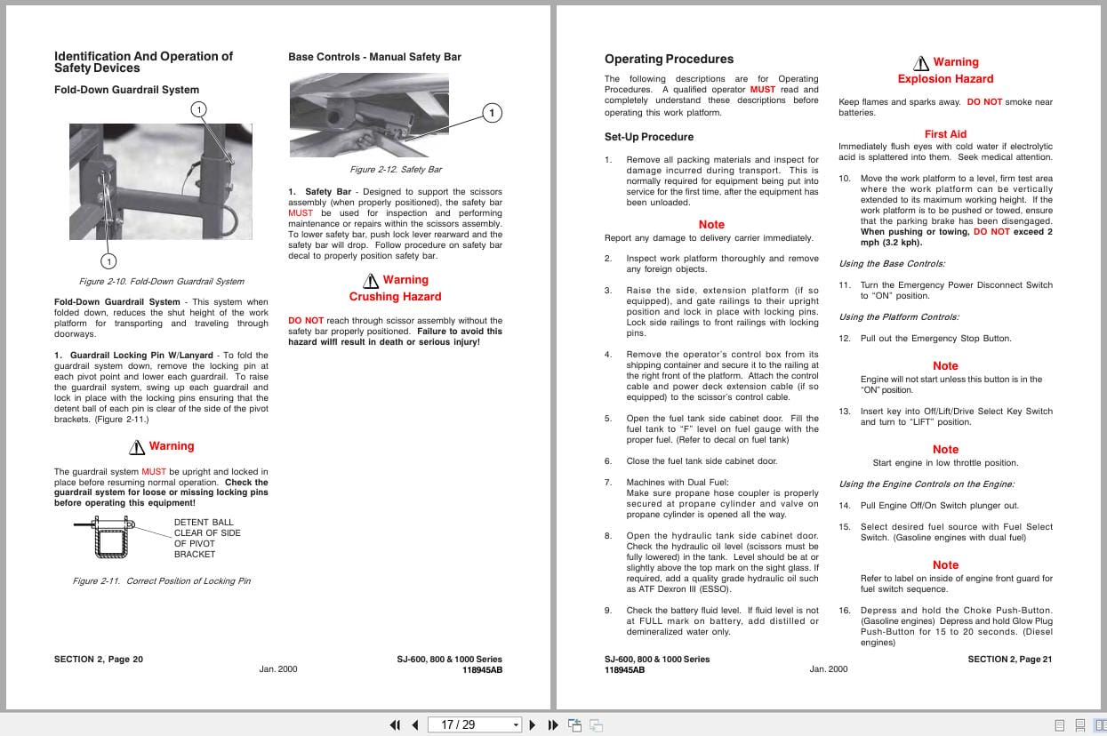 Skyjack Rough Terrain Scissors SJ600 800 DH 1000 Series Operating Manual 118945AB 2013 (3)