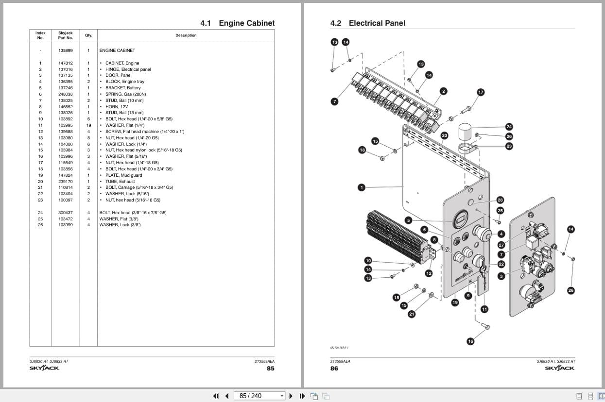 Skyjack Rough Terrain Scissors SJ6826RT SJ6832RT Parts Manual 213559AEA 2023 (2)