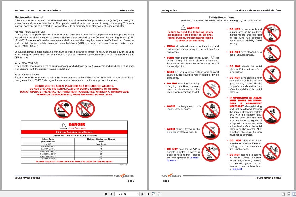 Skyjack Rough Terrain Scissors SJ7127RT to SJ9250RT Operating Manual 158009AP A 2013 (2)