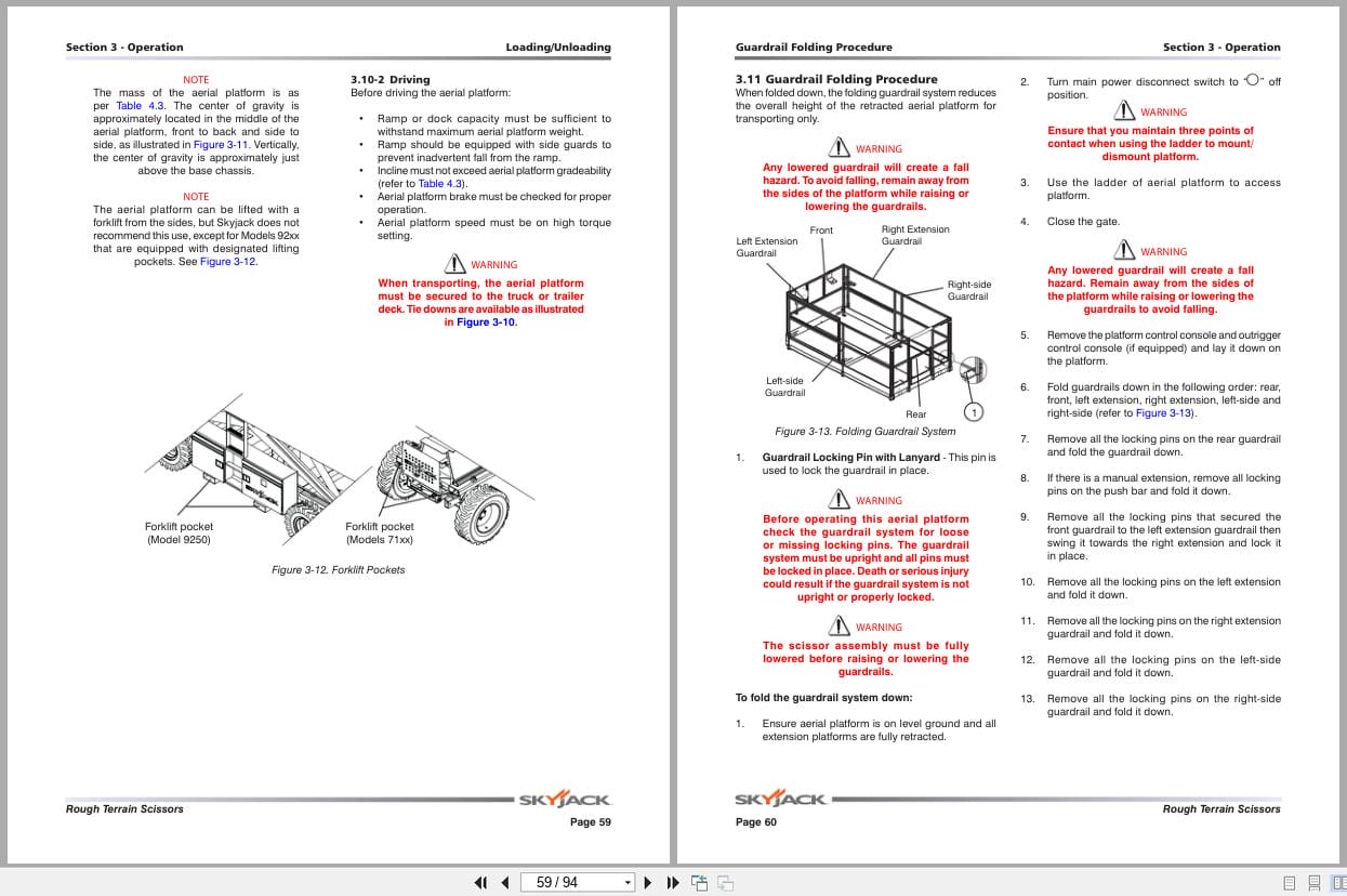 Skyjack Rough Terrain Scissors SJ7127RT to SJ9250RT Operating Manual 159148AC A 2022 (3)