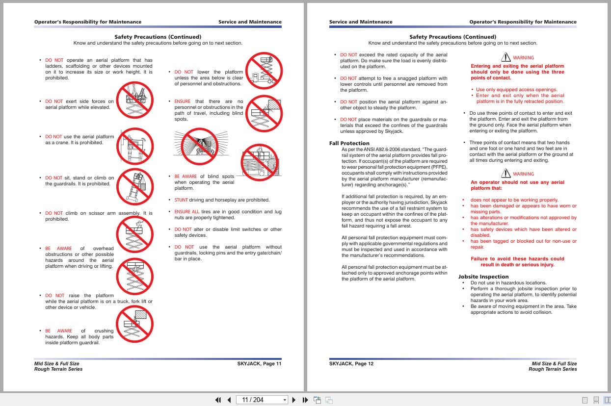 Skyjack Rough Terrain Scissors SJ8831RT SJ8841RT Service Manual 143903AF 2023 (2)