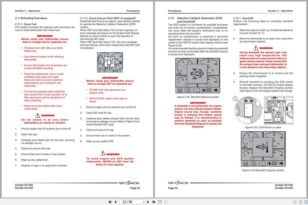 Skyjack Telehandler SJ1044TH to SJ1056THS Operating Manual 194825AJA 2017 (3)