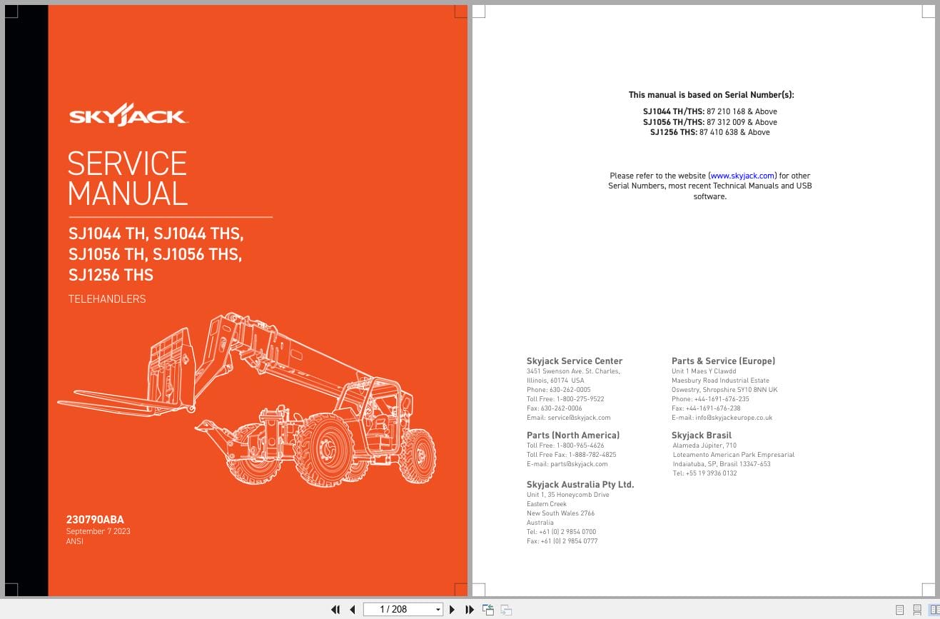 Skyjack Telehandler SJ1044TH to SJ1256THS Service Manual 230790ABA 2023 (1)