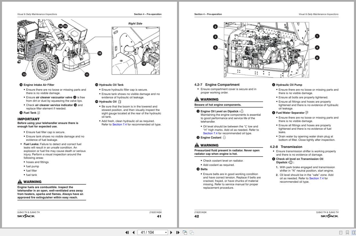 Skyjack Telehandler SJ643TH SJ843TH Operating Manual 216201AGA 2022 (3)