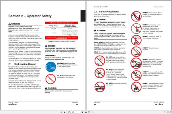 Skyjack Telehandler SJ643TH SJ843TH Operating Manual 229075ACA 2021 (2)