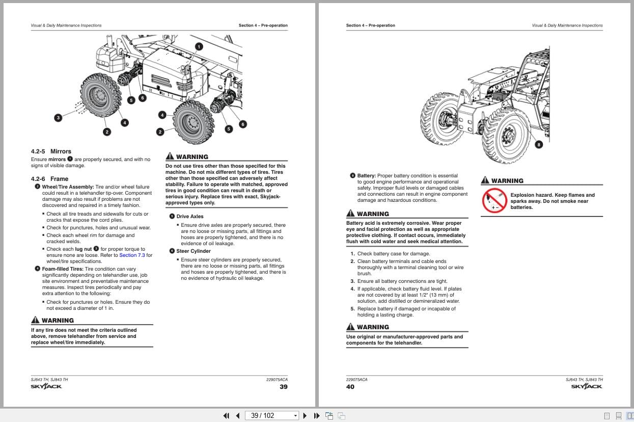 Skyjack Telehandler SJ643TH SJ843TH Operating Manual 229075ACA 2021 (3)