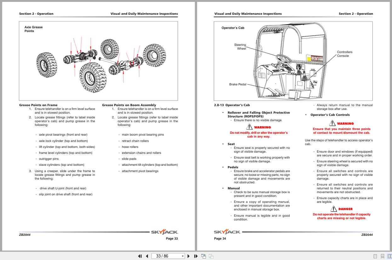 Skyjack Telehandler ZB2044 Operating Manual 161759AC A 2013 (2)