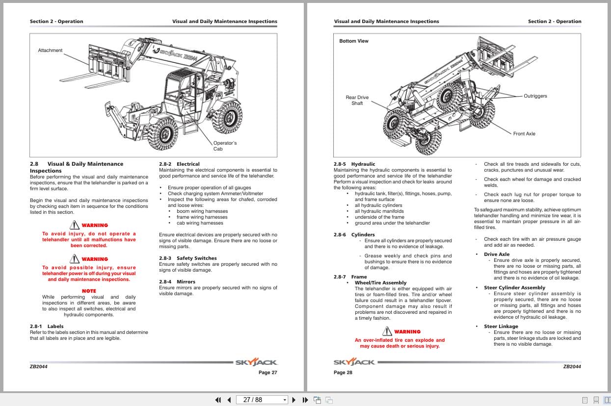 Skyjack Telehandler ZB2044 Operating Manual 196416AA A 2015 (2)