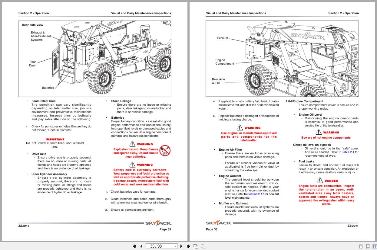Skyjack Telehandler ZB2044 Operating Manual 216203ADA 2023 (2)