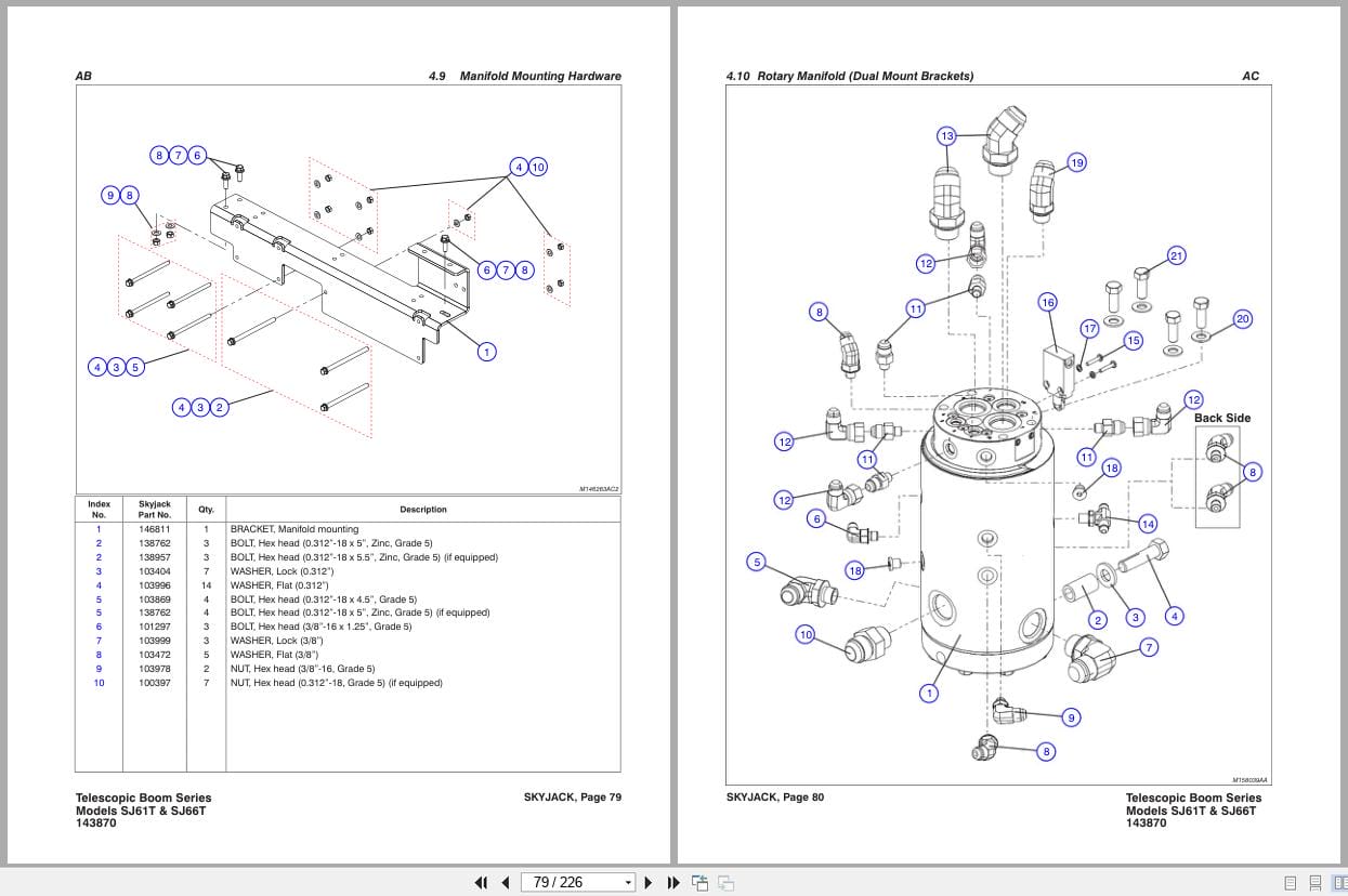 Skyjack Telescopic Booms SJ61T SJ66T Parts Manual 143870AK 2022 (3)