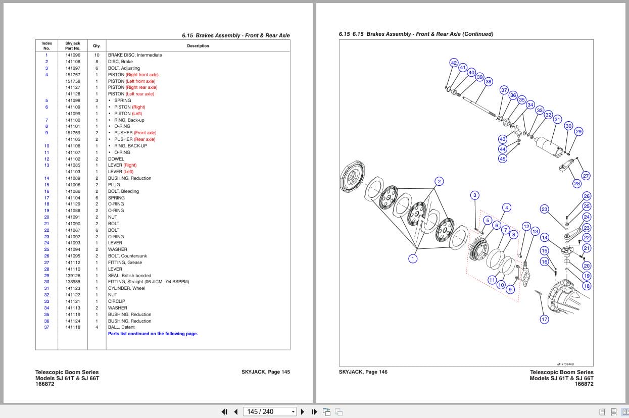 Skyjack Telescopic Booms SJ61T SJ66T Parts Manual 166872AK 2022 (3)
