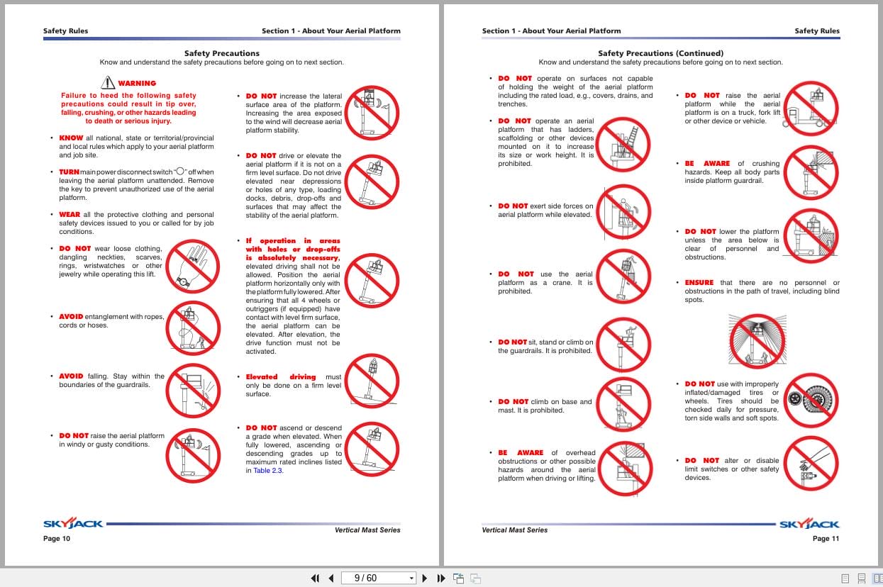 Skyjack Vertical Mast Lifts SJ12 Operators Manual 155169AC A 2017 (2)
