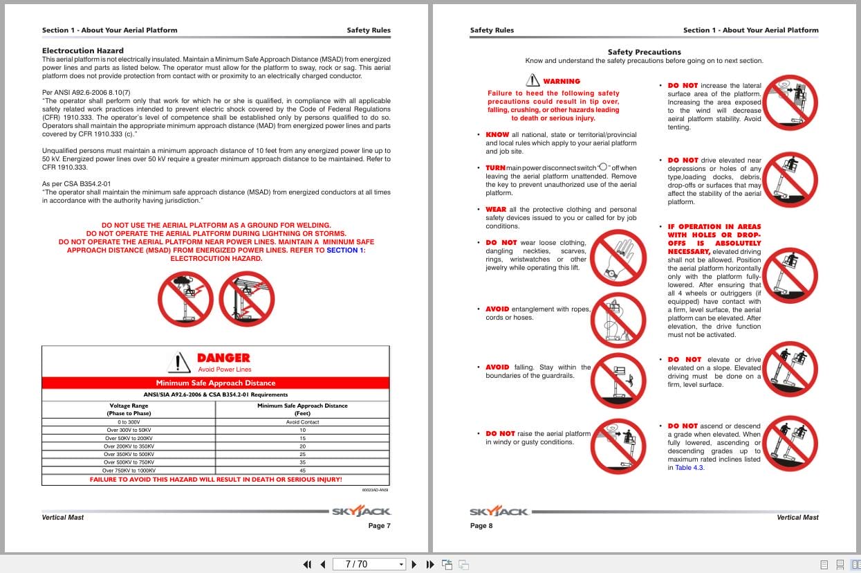 Skyjack Vertical Mast Lifts SJ12 SJ16 Operators Manual 158013AD A 2014 (2)