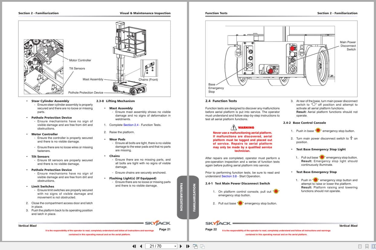 Skyjack Vertical Mast Lifts SJ12 SJ16 Operators Manual 158013AD A 2014 (3)