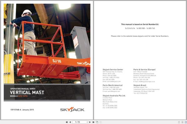 Skyjack Vertical Mast Lifts SJ12 SJ16 Operators Manual 159157AB A 2015 (1)
