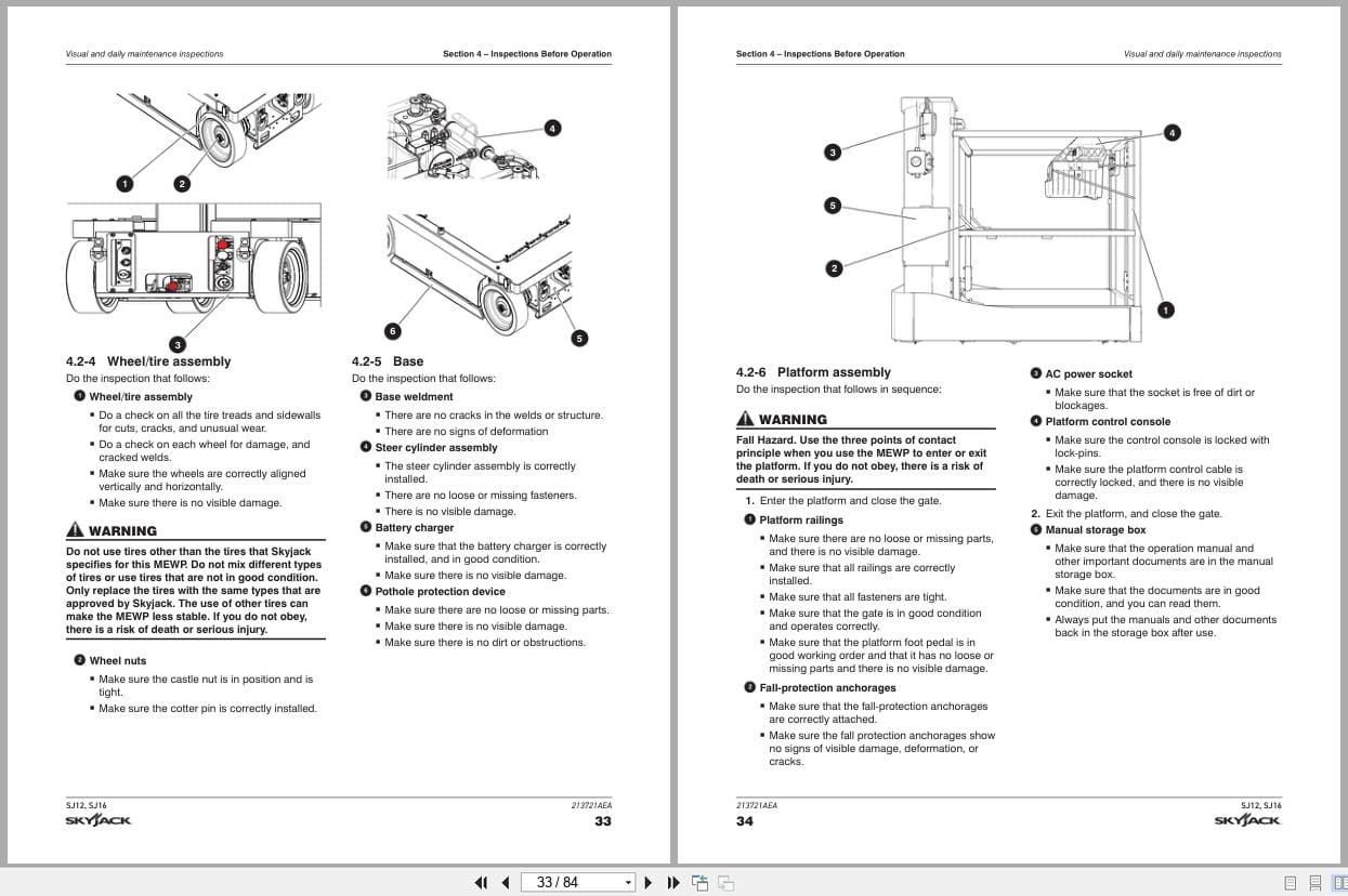 Skyjack Vertical Mast Lifts SJ12 SJ16 Operators Manual 213721AEA 2022 (2)