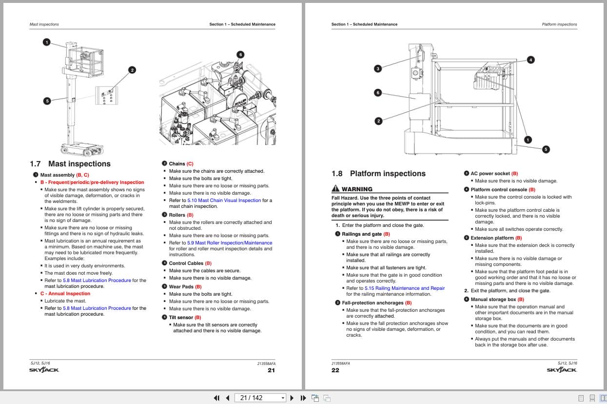 Skyjack Vertical Mast Lifts SJ12 SJ16 Service Manual 213558AFA 2023 (4)