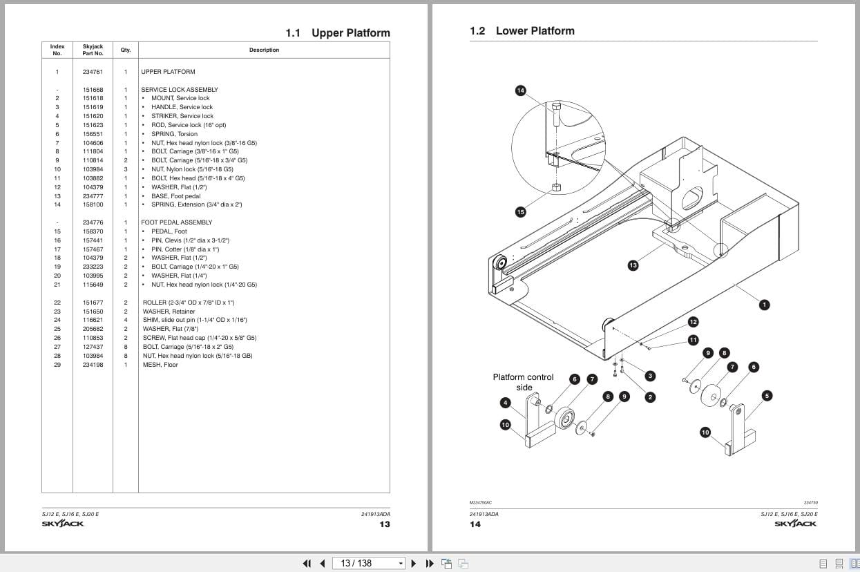 Skyjack Vertical Mast Lifts SJ12E SJ16E SJ20E Parts Manual 241913ADA 2023 (2)