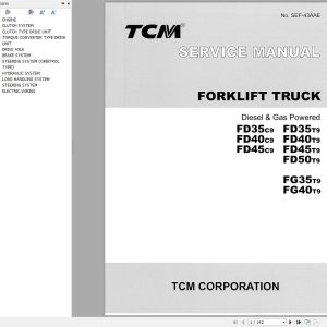 TCM Forklift FD35C9 to FG40T9 Service Manual SEF 43AAE (1)