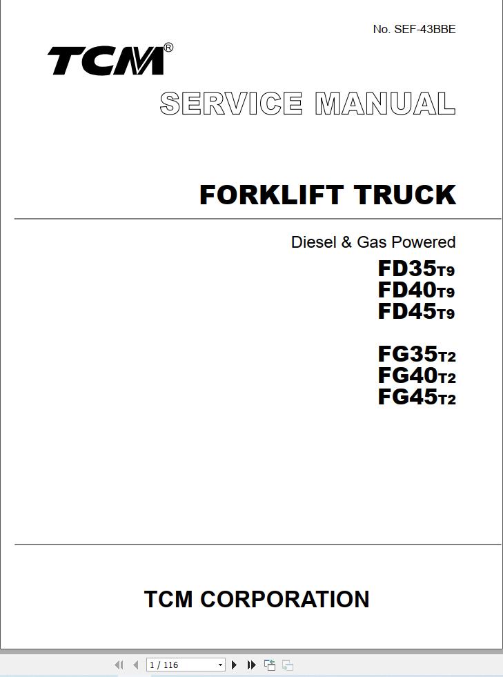 TCM Forklift FG35T2 to FD45T9 Service Manual SEF 43BBE (1)