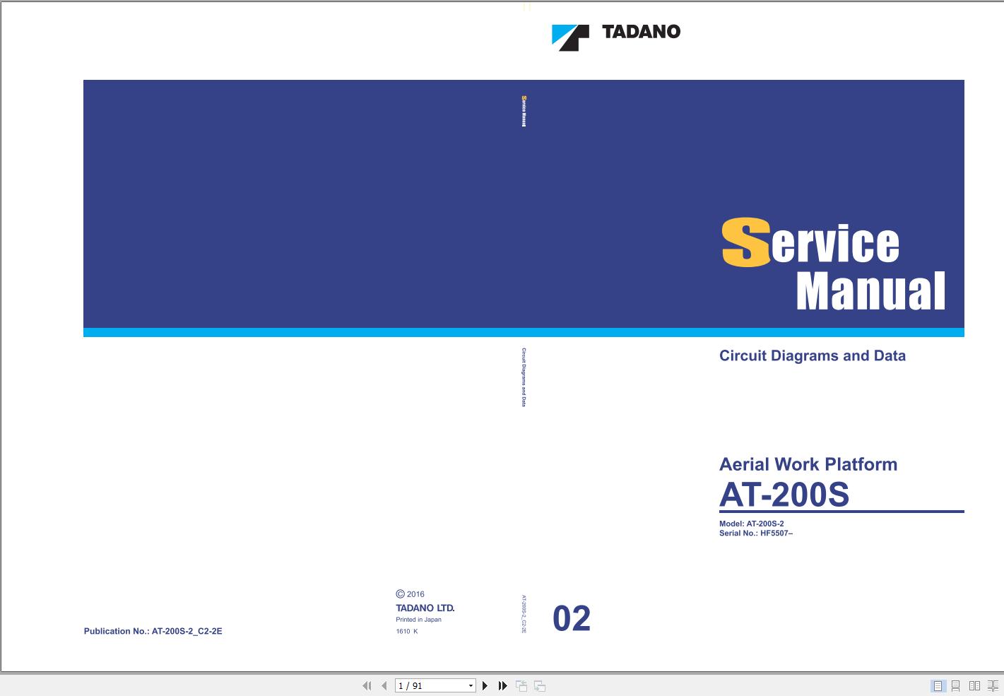 Tadano Aerial Work Platform AT 200S Service Manual AT 200S 2 C2 2E (1)