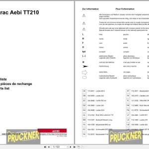 Terratrac Aebi Tractor TT210 Spare Parts List 436E17200 – 436E24299 2013 DE EN FR (1)