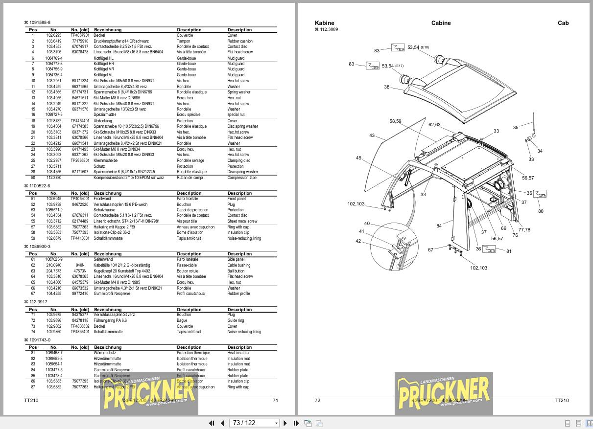 Terratrac Aebi Tractor TT210 Spare Parts List 436E17200 – 436E24299 2013 DE EN FR (2)